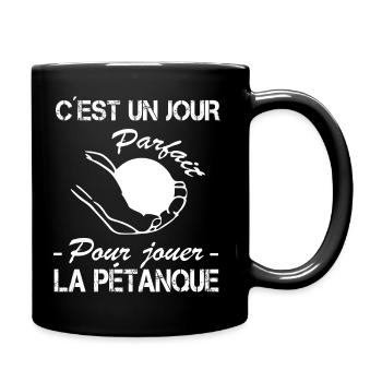 Petanque Shirt • A perfect day • Petanque Gift - Full Colour Mug - black - Right