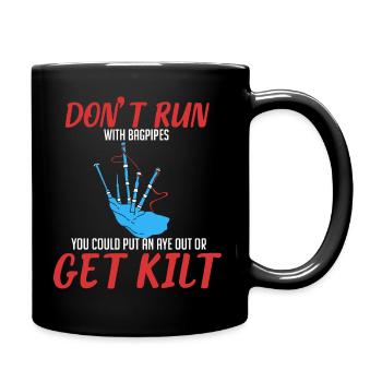 Funny Scottish bagpipe gift shirt - Full Colour Mug - black - Right