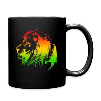 Reggae Roots Lion Jamaica Rastafari Love Riddim - Full Colour Mug - black - Right