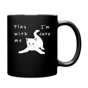 Cat playing cute kitten Kitty meow kitten - Full Colour Mug - black - Right
