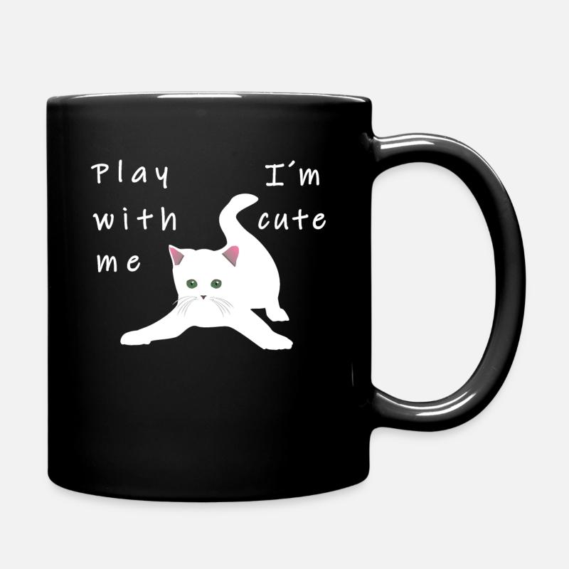 Katze spielen süß Kitten Mieze Miau Kätzchen - Tasse einfarbig - Schwarz