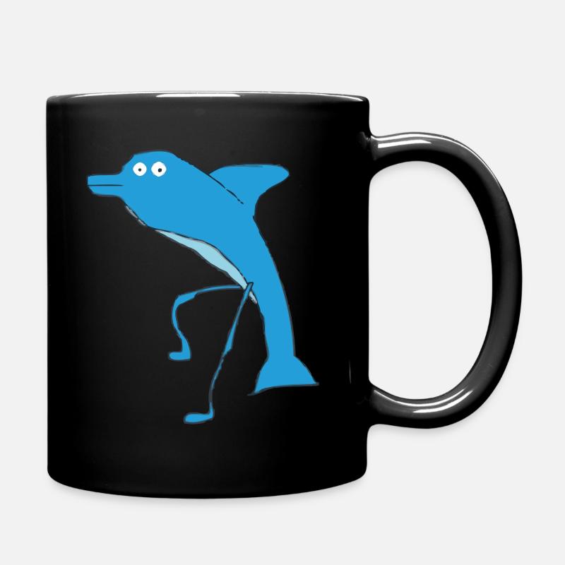 Der fröhliche Delfin mit den Beinen - Tasse einfarbig - Schwarz