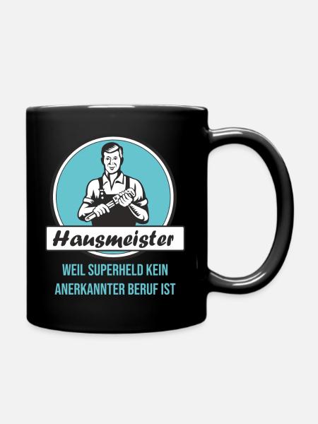 Hausmeister Superheld - Tasse einfarbig - Schwarz