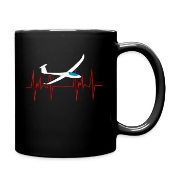 herzschlag Segelflieger Segelflugzeug Gleiten - Tasse einfarbig - Schwarz - Rechts