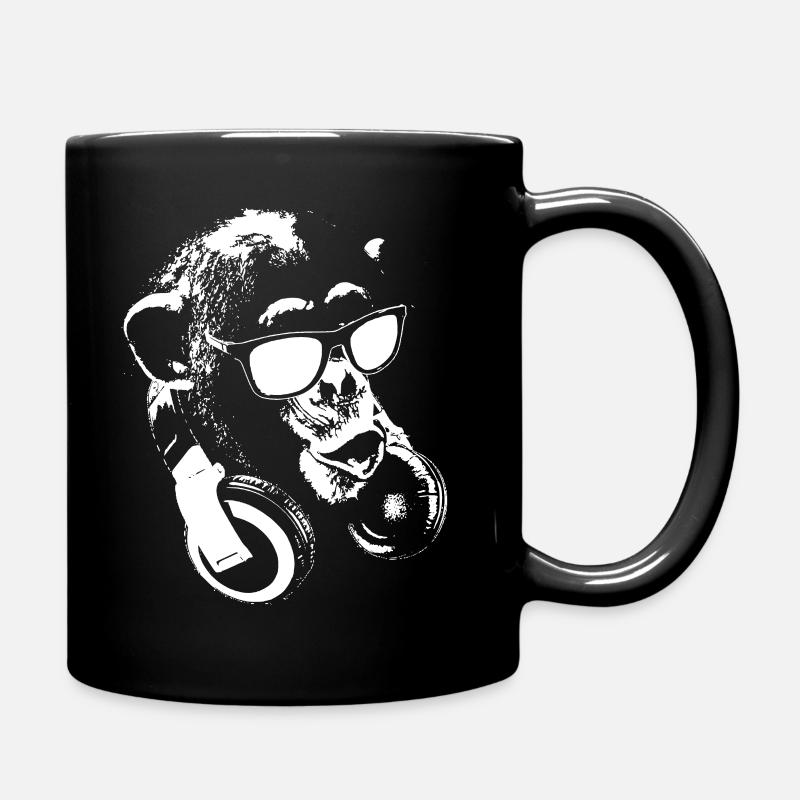 Affe DJ Weiß - Tasse einfarbig - Schwarz