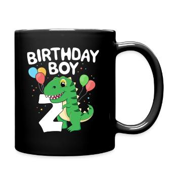 2e anniversaire garçon TRex Dinsoaur fête deuxième heureux - Mug uni - noir - Droite