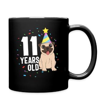 11ème anniversaire de fête d'amant de chien de carlin - Mug uni - noir - Droite