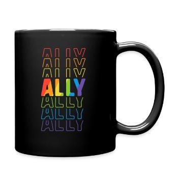 Ally LGBT Pride TShirt Rainbow Flag Parade Ally - Full Colour Mug - black - Right