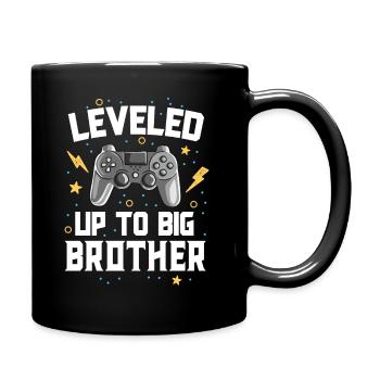 Leveled Up To Big Brother Baby Announcement - Full Colour Mug - black - Right