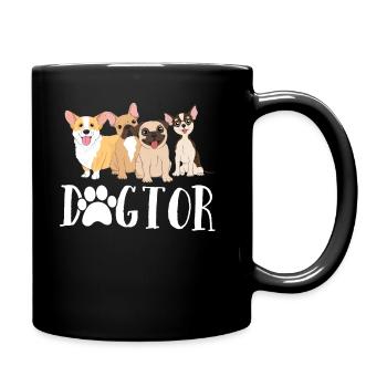 Dogtor Funny Dog Doctor Vet Tech Veterinarian - Full Colour Mug - black - Right