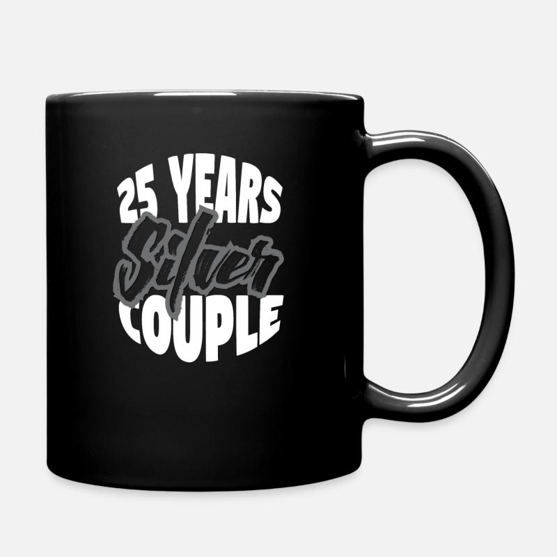 25 years! Silver Couple - Silver Wedding - Full Colour Mug - black