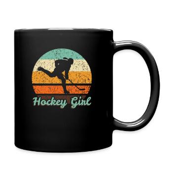 Vintage Retro Hockey Girl Eishockey Spieler - Tasse einfarbig - Schwarz - Rechts
