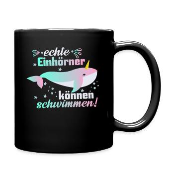 Einhorn – Shirt Magie Schwimmen Mädchen Geschenk - Tasse einfarbig - Schwarz - Rechts