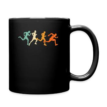 Retro Sprint Läufer Athlet Marathon Leichtathletik - Tasse einfarbig - Schwarz - Rechts