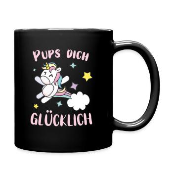 Pups you happy unicorn - Full Colour Mug - black - Right