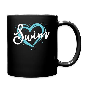 Liebes-Schwimmen-Schwimmen-Team-Hemd-Herz-Liebhaber-Blau - Tasse einfarbig - Schwarz - Rechts