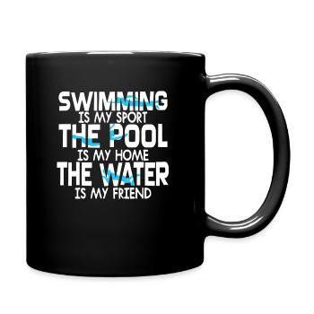 Schwimmen- Shirt Schwimmreifen Pool Wasser Geschen - Tasse einfarbig - Schwarz - Rechts