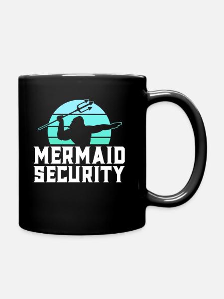 Meerjungfrau Security Shirt Herren Jungen Schwimmer Poseidon - Tasse einfarbig - Schwarz