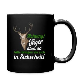 Jaeger ueber 50 lustiges Geschenk - Tasse einfarbig - Schwarz - Rechts