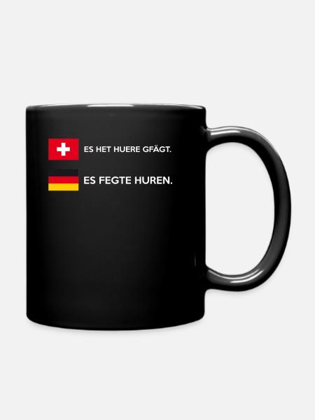 Deutschland Schweiz Wortspiel Witz Spruch lustig - Tasse einfarbig - Schwarz