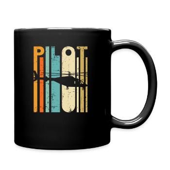 Retro Helicopter Vintage Helicopter Pilot - Full Colour Mug - black - Right
