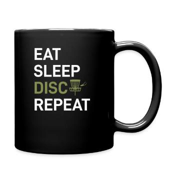 Eat Sleep Disc Golf Repeat Frisbee Sayings - Full Colour Mug - black - Right