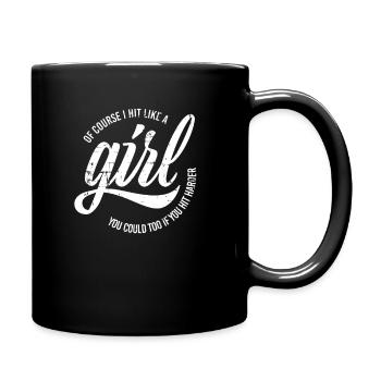 Hit Like A Girl Boxen Mädchen Kickboxen Thaiboxen - Tasse einfarbig - Schwarz - Rechts