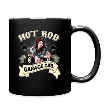 Hot Rod Chick Pin up Girl Rockabilly - Full Colour Mug - black - Right