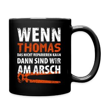 Heimwerker Thomas - Tasse einfarbig - Schwarz - Rechts