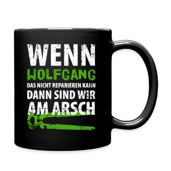 Heimwerker Wolfgang - Tasse einfarbig - Schwarz - Rechts