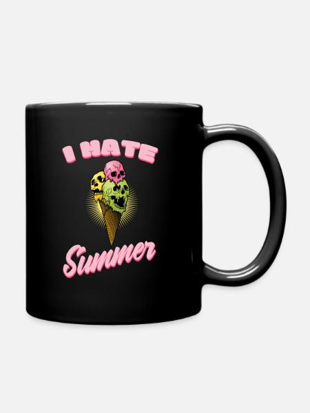 Ich hasse Sommer Eis Totenkopf - Tasse einfarbig - Schwarz