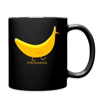Lustiges Huhn als Banane (b) - Tasse einfarbig - Schwarz - Rechts