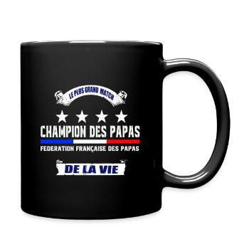 Meilleur papa, champion des papas 4 enfants - Mug uni - noir - Droite