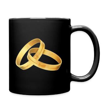 Bagues d’or, mariage, fiançailles - Mug uni - noir - Droite