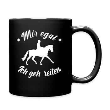 Reiten mir egal Pferde Horses reit - Tasse einfarbig - Schwarz - Rechts