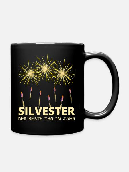 Fireworks on New Years Day - Full Colour Mug - black