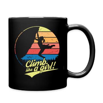 Climb Like A Girl | Kletter Spruch für Frauen - Tasse einfarbig - Schwarz - Rechts