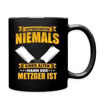 Metzger Fleischer Metzgerei Spruch - Tasse einfarbig - Schwarz - Rechts