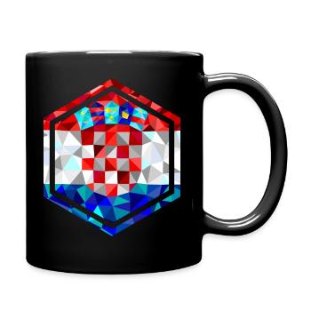 Croatia Flag Hexagon Low Poly Diamond Style - Full Colour Mug - black - Right