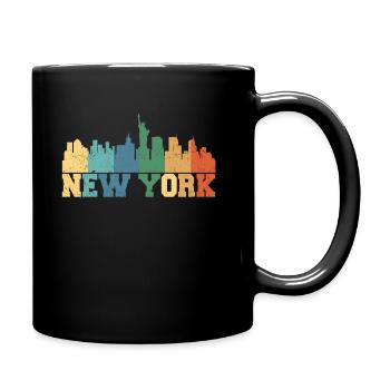 New York Skyline retro - Tasse einfarbig - Schwarz - Rechts