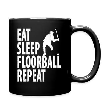 Floorball - Tasse einfarbig - Schwarz - Rechts