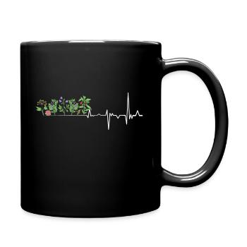 Gartenarbeit Herzschlag Gärtner Garten Pflanzen - Tasse einfarbig - Schwarz - Rechts