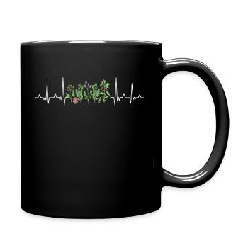 Gartenarbeit Herzschlag Gärtner Garten Pflanzen - Tasse einfarbig - Schwarz - Rechts