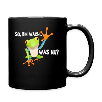 Frosch Froschmotiv Frösche Amphibien Geschenkidee - Tasse einfarbig - Schwarz - Rechts