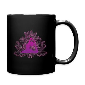 Meditation / Yoga / Namaste lotus flower gift idea - Full Colour Mug - black - Right