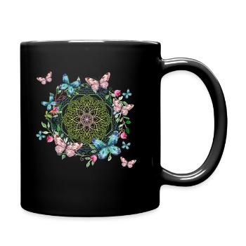 Geometrie/ Yoga/ Meditation/ Schmetterling Namaste - Tasse einfarbig - Schwarz - Rechts