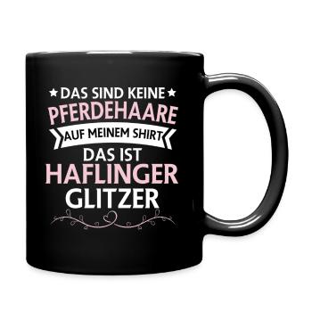 Haflinger Pferd Reiten Reiterin Glitzer Geschenk - Tasse einfarbig - Schwarz - Rechts