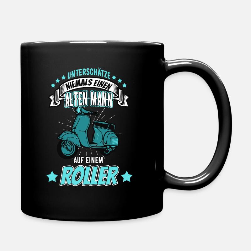 Alter Mann Roller Motorroller Moped Geschenk - Tasse einfarbig - Schwarz