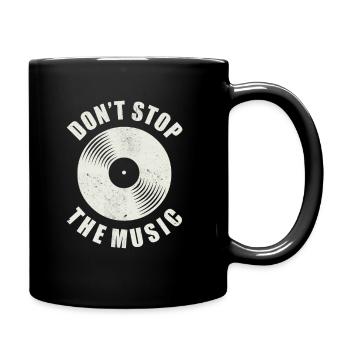Vintage Schallplatte DJ Musiker Spruch Musik - Tasse einfarbig - Schwarz - Rechts