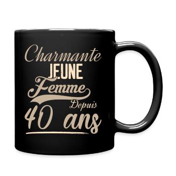 Charming young woman for 40 years - Full Colour Mug - black - Right